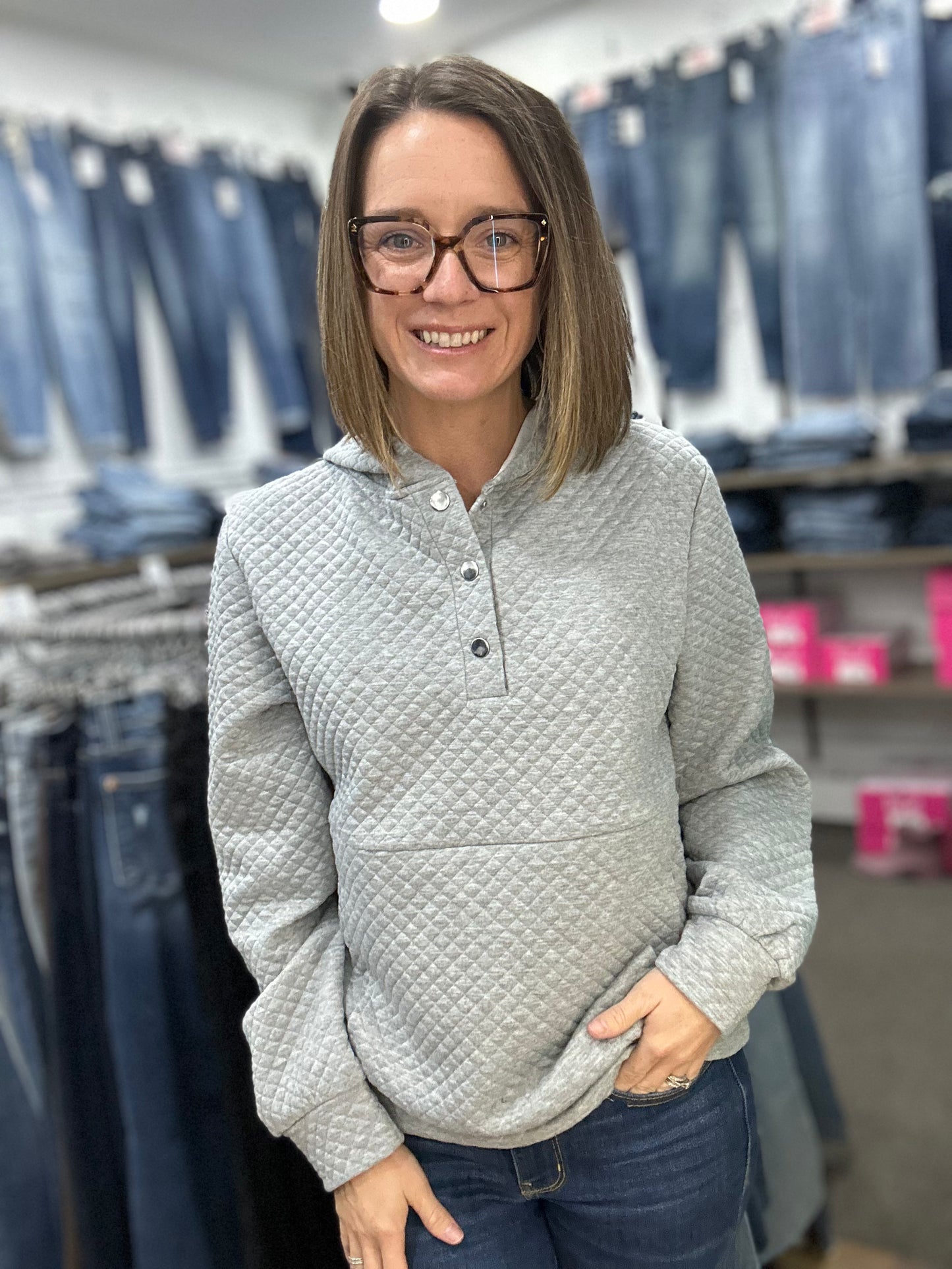 Quilted Sweatshirt Hoodie 1221