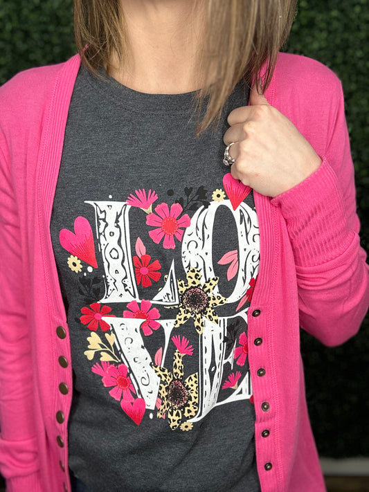 LOVE & FLORAL GRAPHIC T