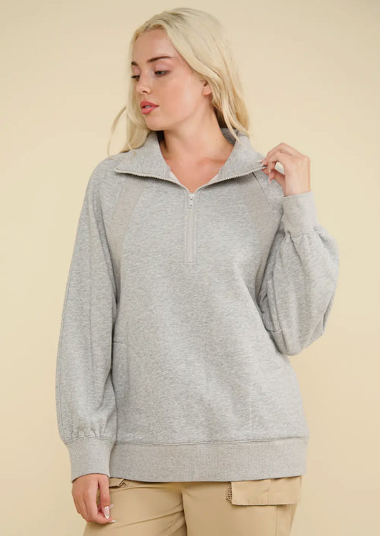 Gray Henley Sweatshirt 11849