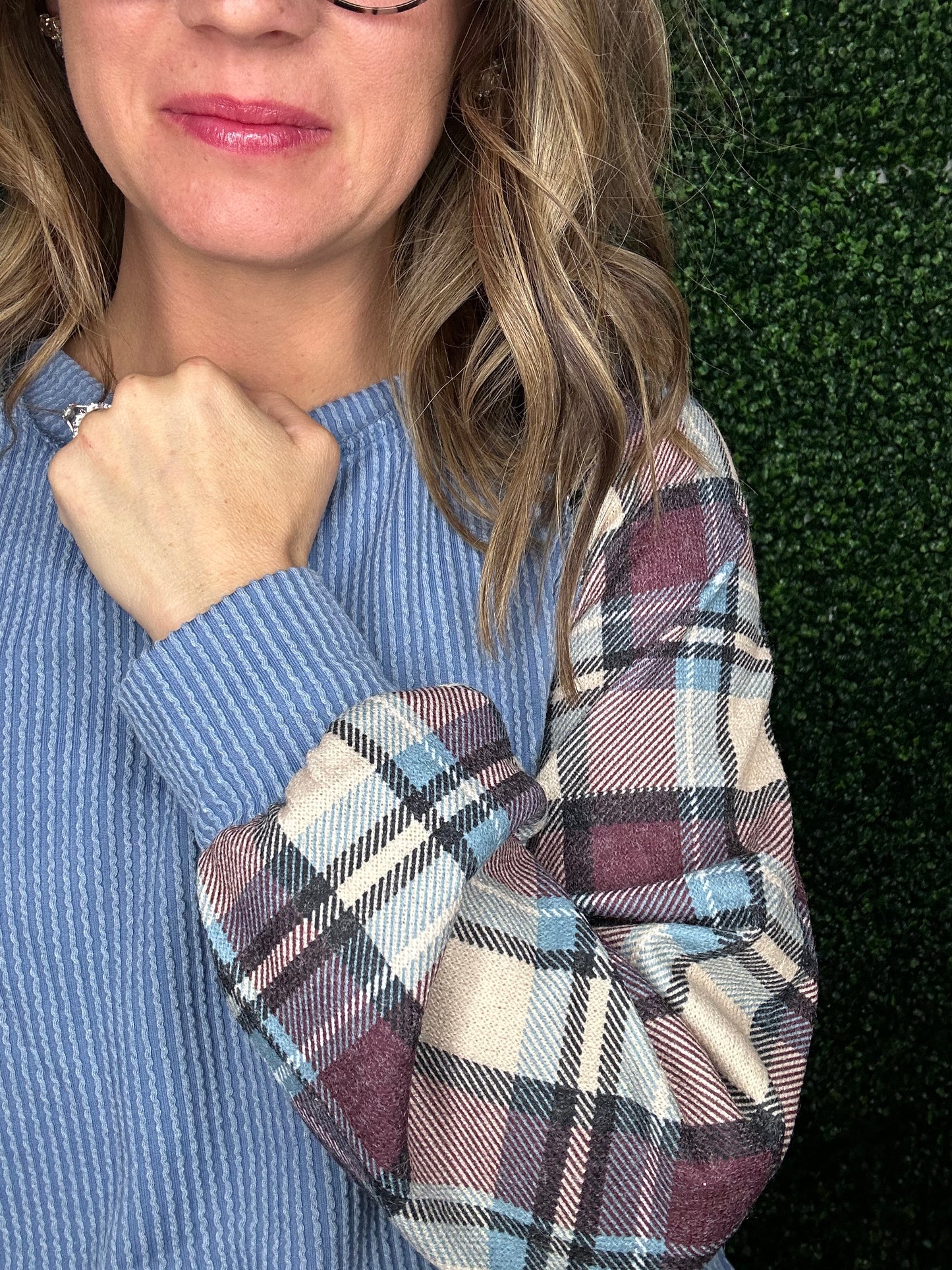 FALL DENIM PLAID TOP-7689