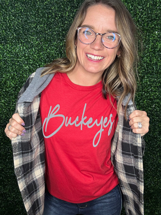 GRAY ON RED BUCKEYES T