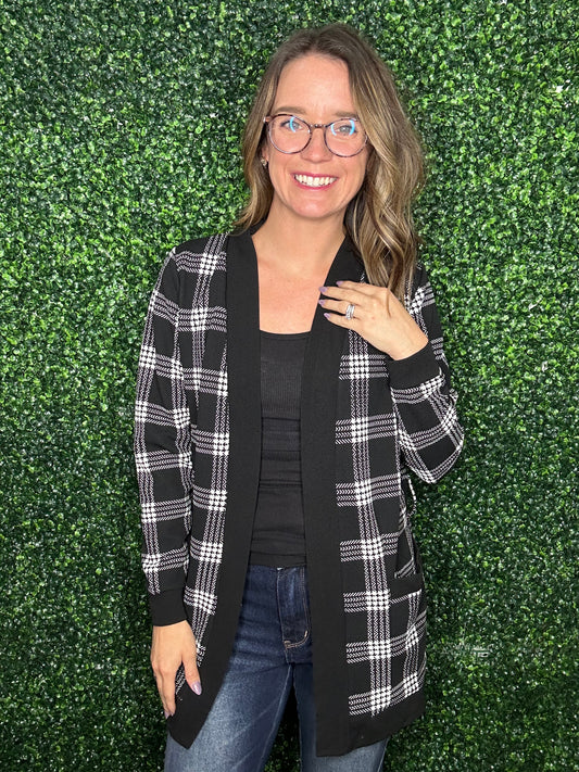 ROVE PLAID CARDIGAN WITH POCKETS-532