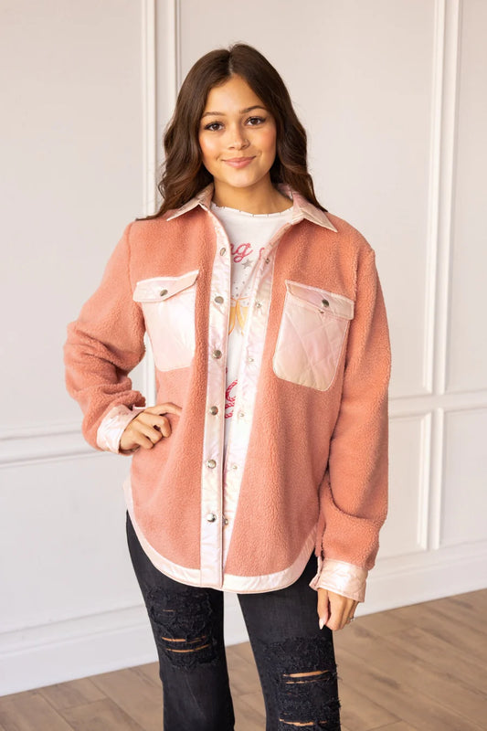 Mauve Sherpa Shacket 1121