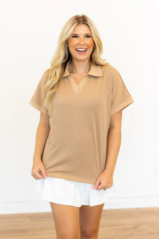 Tan Textured Polo 7976
