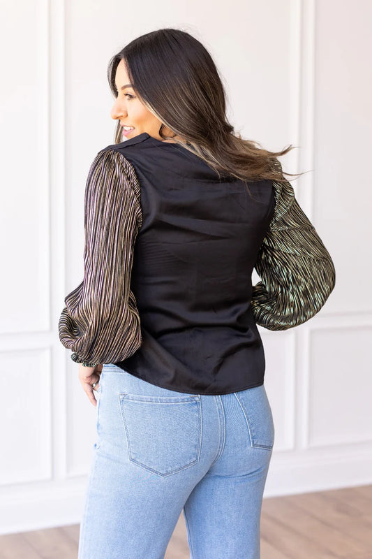 Black Gaza Shimmer Top