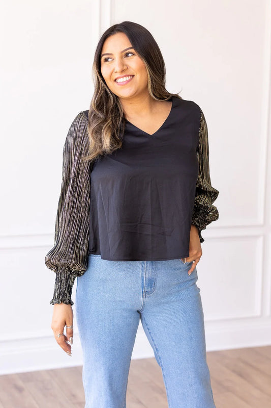 Black Gaza Shimmer Top