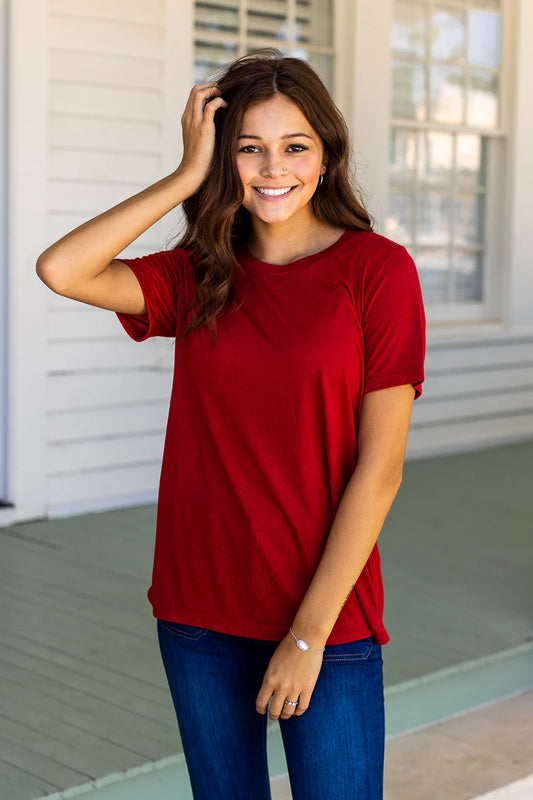 Crimson V-Neck T