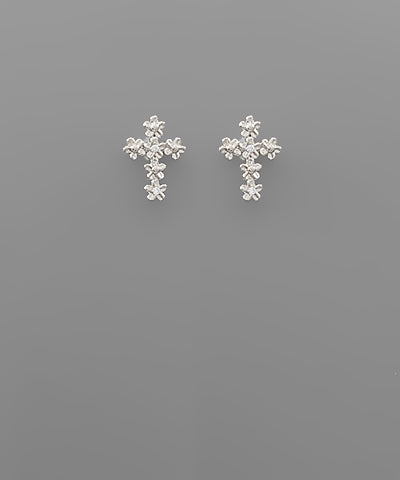 FLOWER CROSS EARRINGS