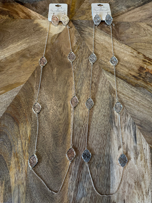 FOIL NECKLACE + EARRING SET