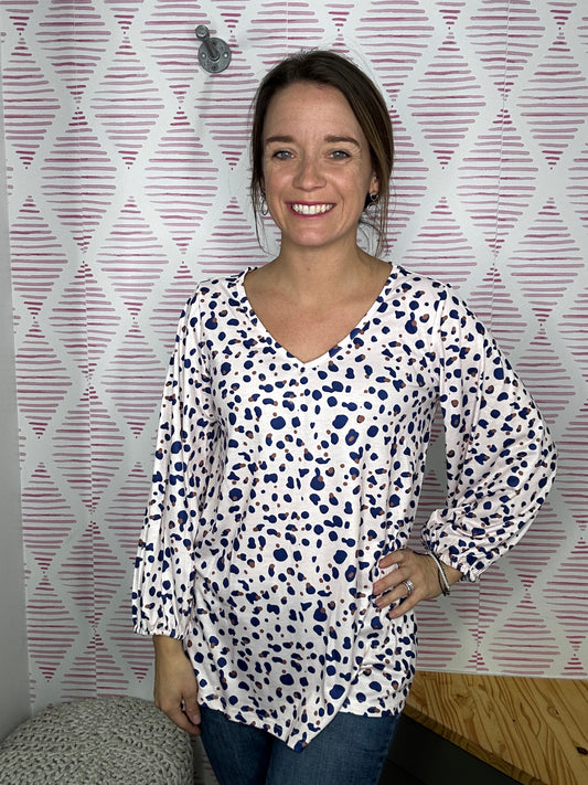 NAVY PINK DOT TOP