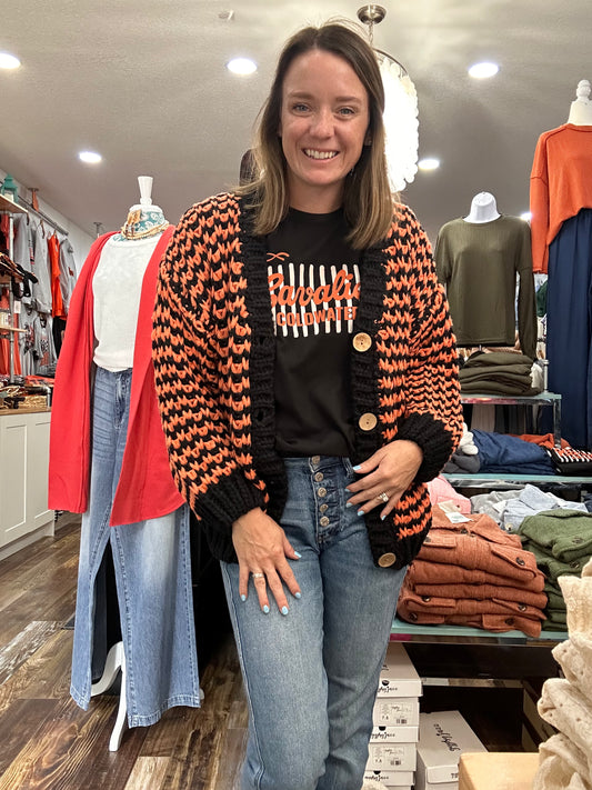 Orange + Black Chunky Cardi