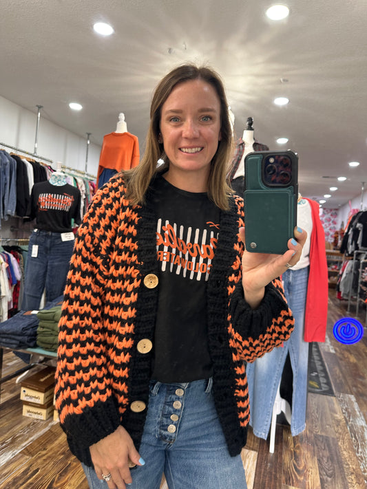 Orange + Black Chunky Cardi