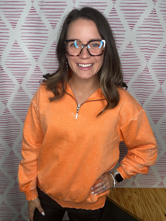 Orange Half Zip Pullover