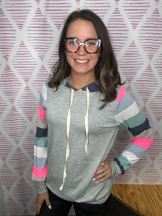 Kaitlin Multi-Striped Hoodie 2648