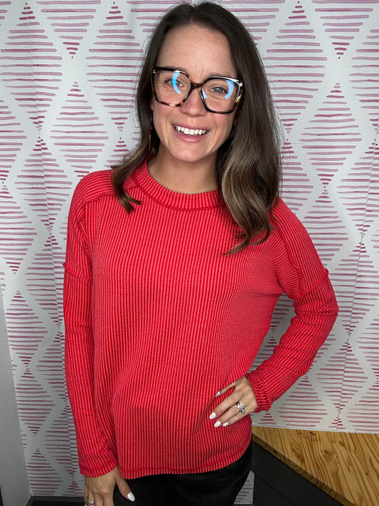 Ribbed Raw Edge Top 8452