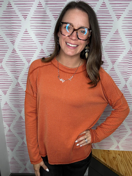 Ribbed Raw Edge Top 8452