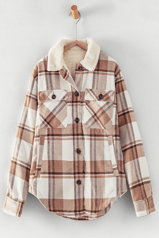 PLAID FLANNEL CAMEL JACKET