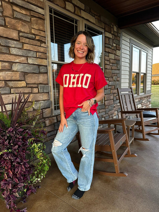 Red Ohio Short Sleeve Sweater
