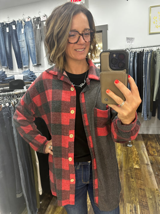 Plaid Colorblock Shacket 2987