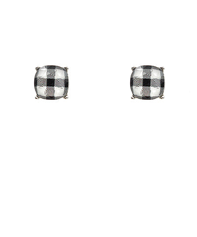 PLAID SQUARE STUDS