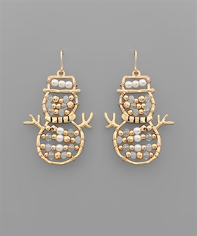 SNOWMAN WIRE BEAD EARRINGS