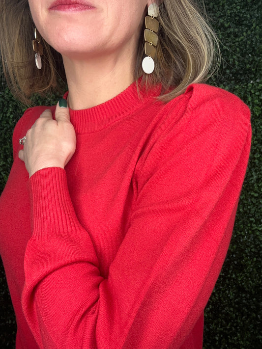 RED BLOUSE SLEEVE SWEATER