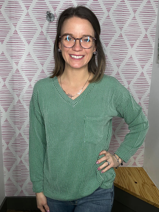 Green Ribbed Top