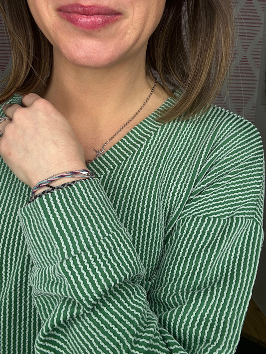 Green Ribbed Top