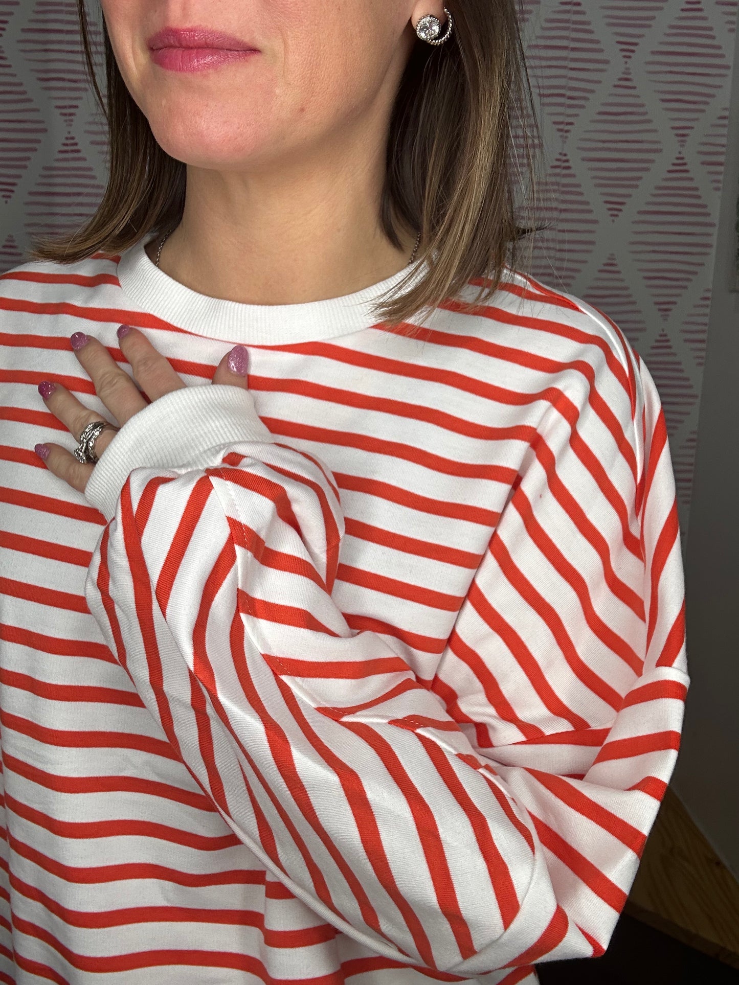 Orange/White Stripe Sweatshirt