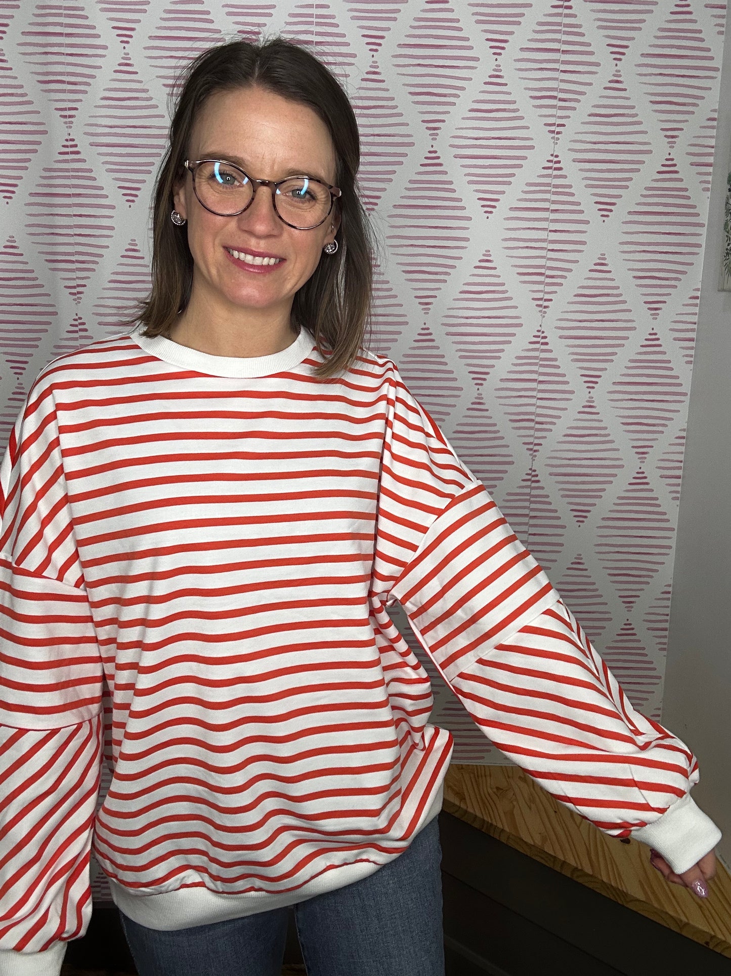 Orange/White Stripe Sweatshirt