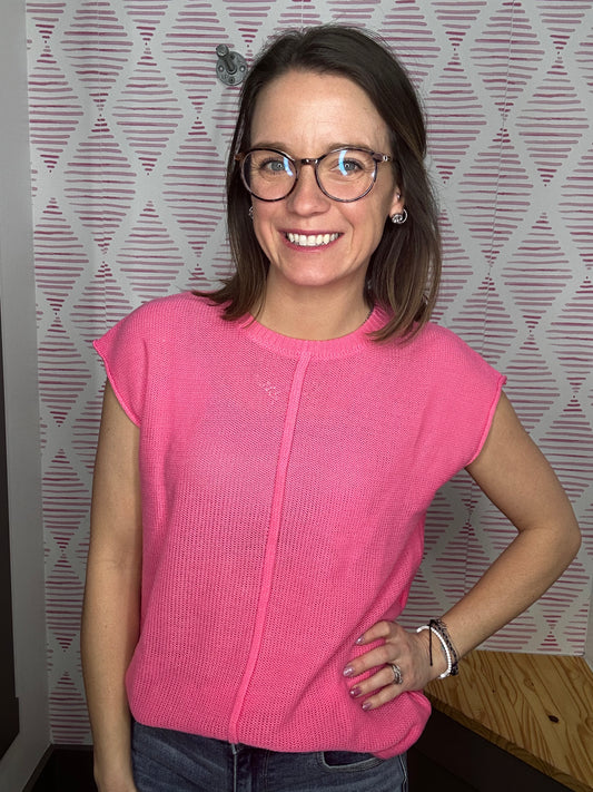 Hot Pink Chunky Knit Sweater