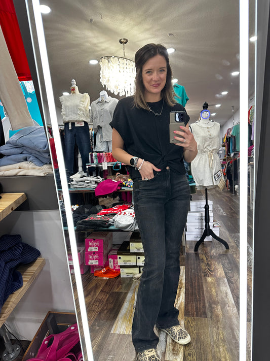 Rose's Black Twist Crop Top 4058