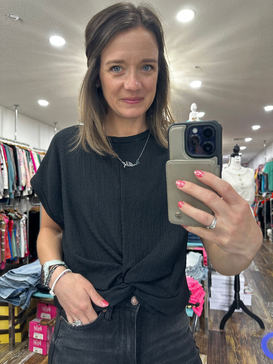 Rose's Black Twist Crop Top 4058