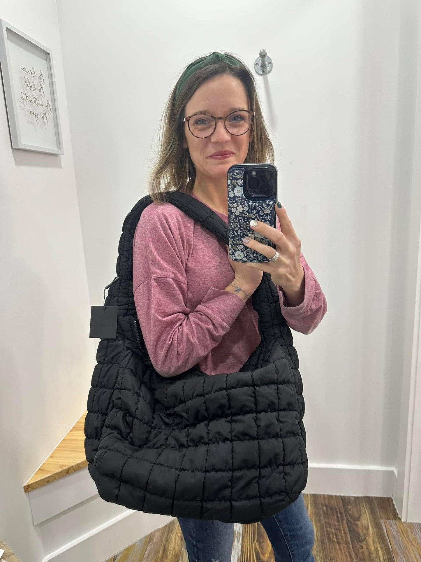 CORA QUILTED PUFFER TOTE