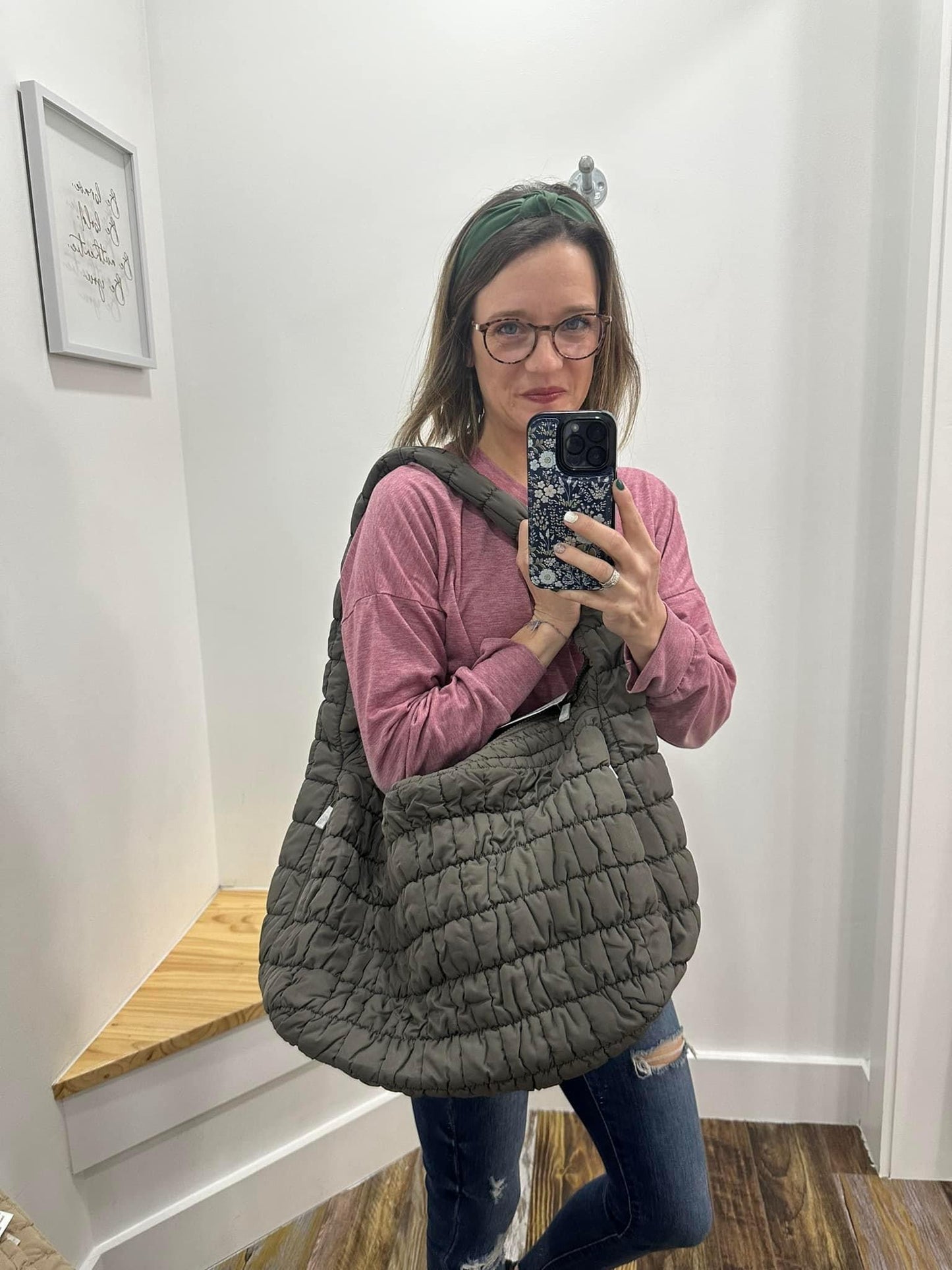 CORA QUILTED PUFFER TOTE