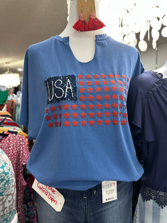 USA Flag Glitter Graphic