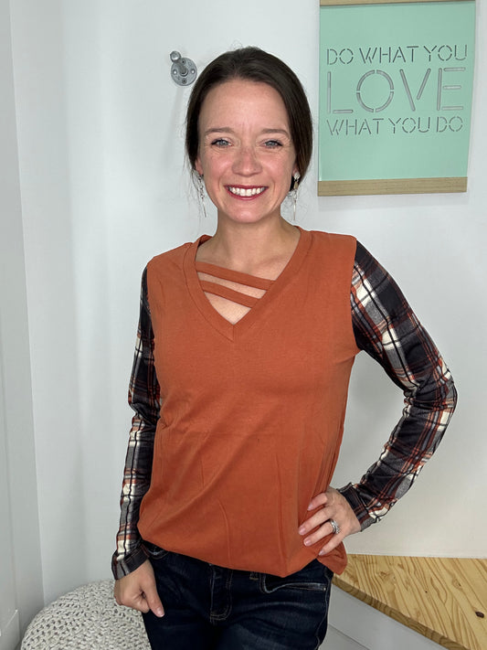 SPICE PLAID TOP-7464