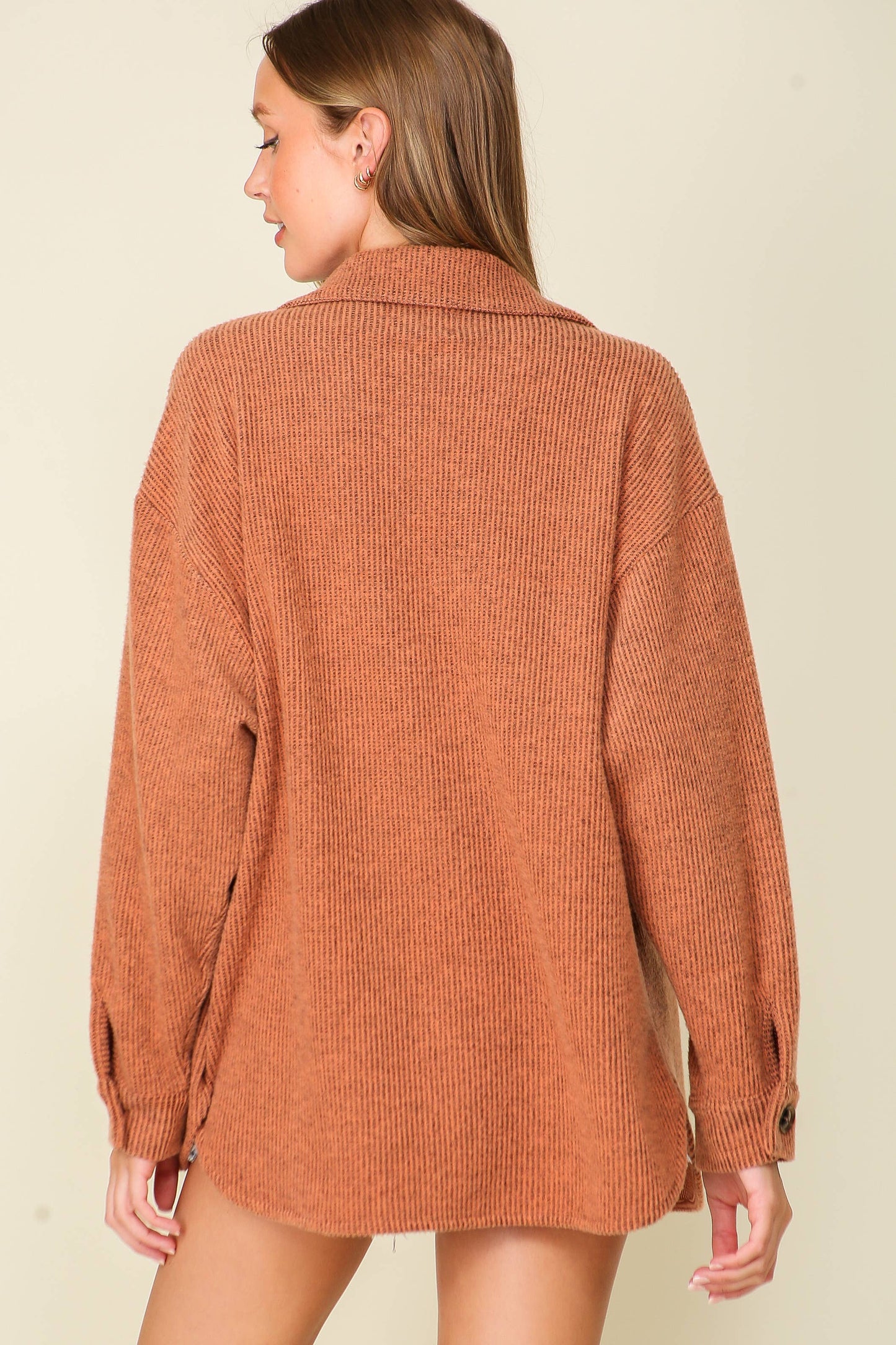 Brushed Waffle Button-Up Shacket