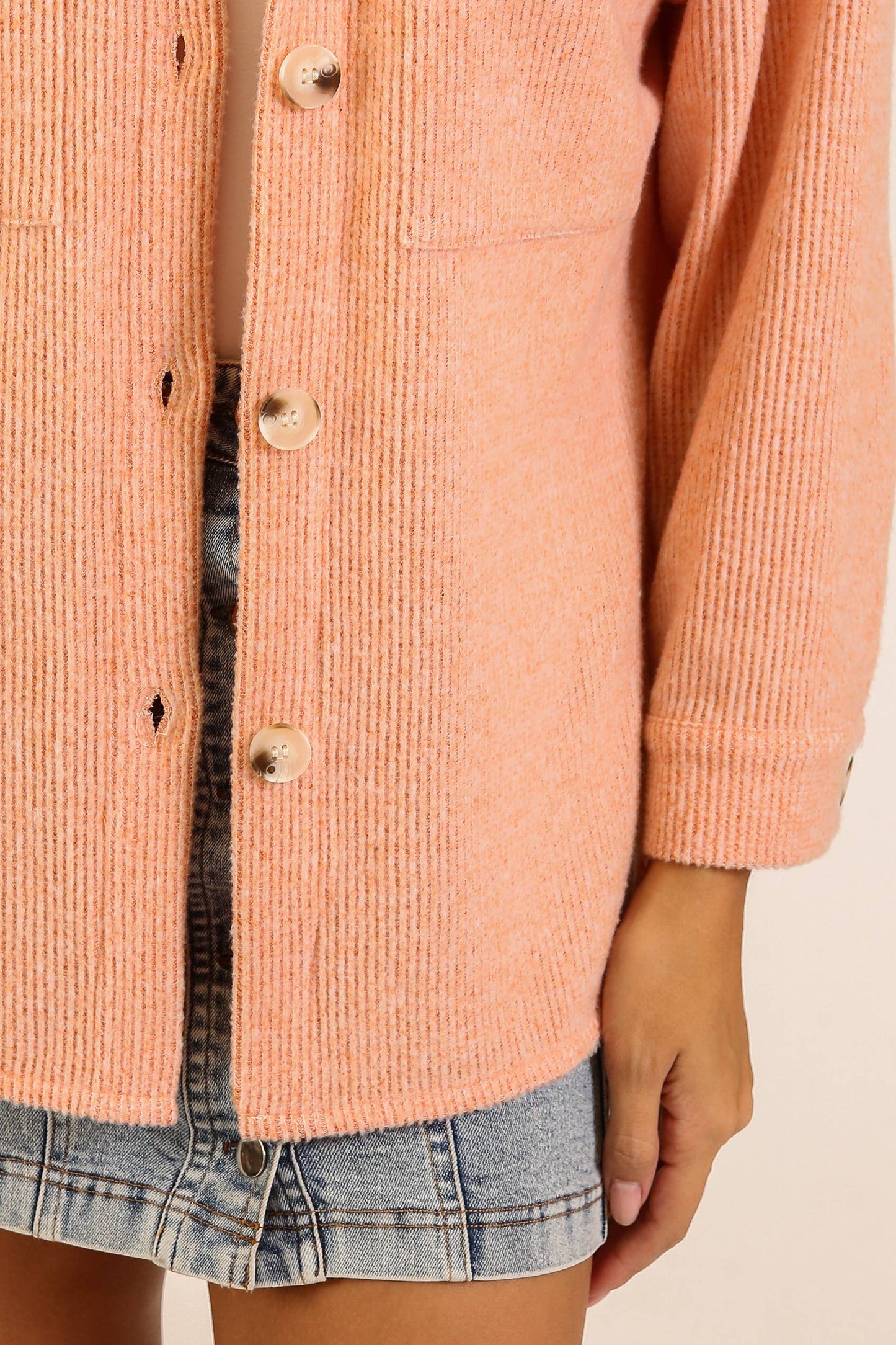 Brushed Waffle Button-Up Shacket