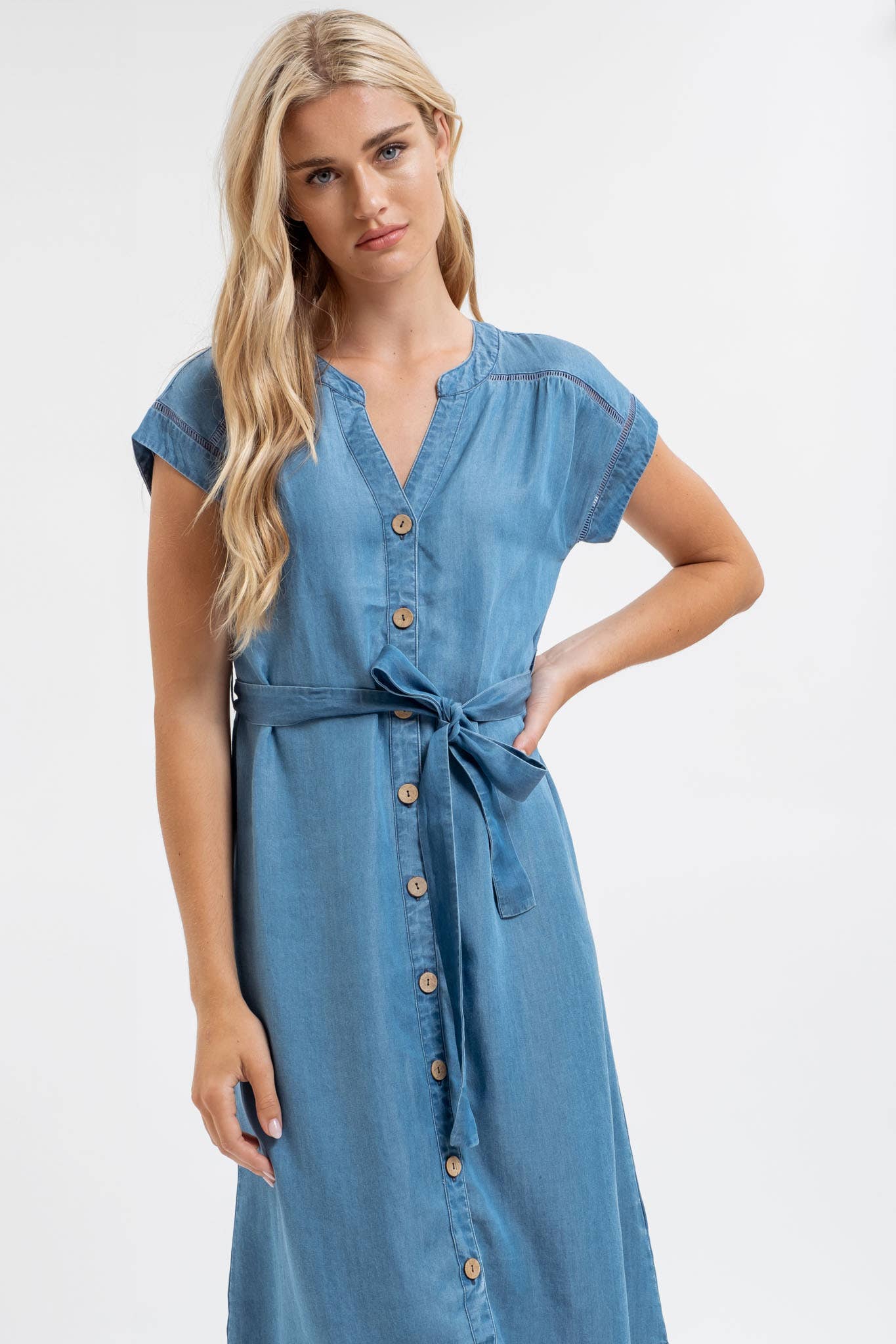 Denim Button Down Midi Dress