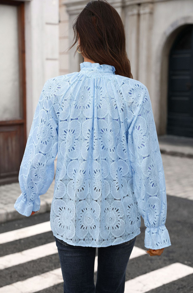 Baby Blue Boho Lace Blouse