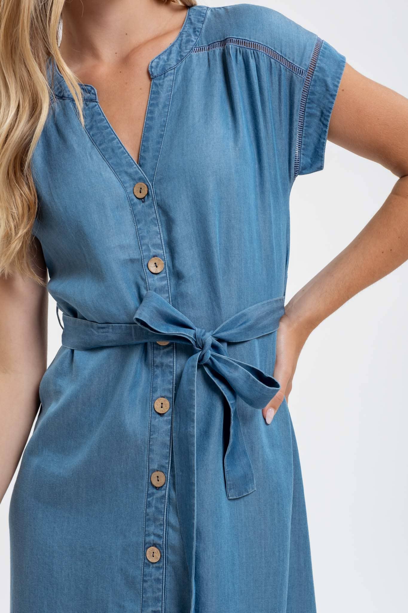 Denim Button Down Midi Dress