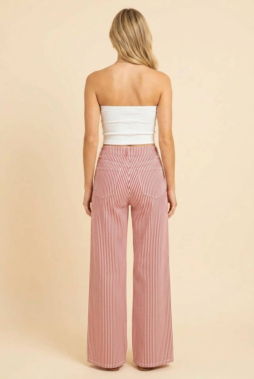Striped Wide Leg Trousers