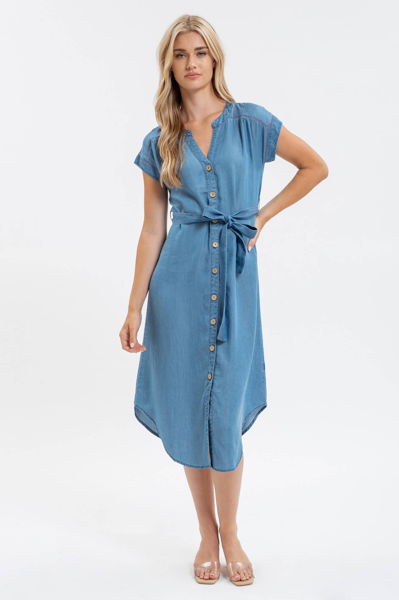 Denim Button Down Midi Dress