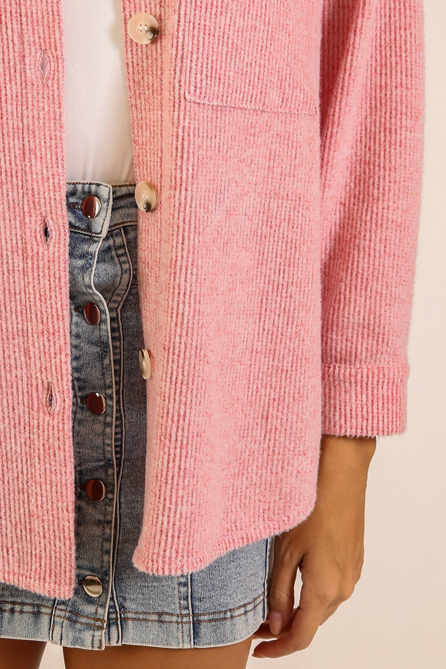 Brushed Waffle Button-Up Shacket