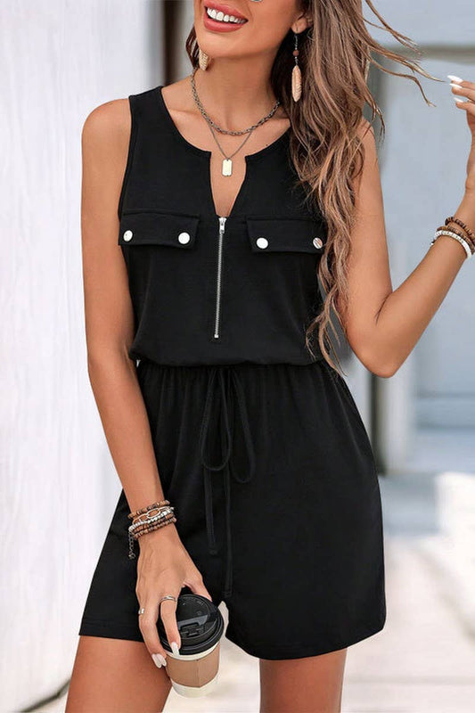 Black Zipper Romper