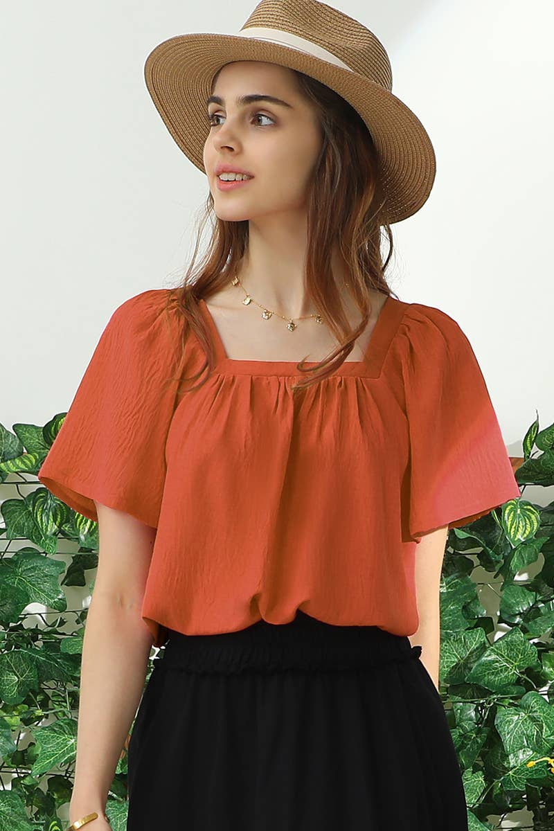 Square Neck Ruffle Top 192