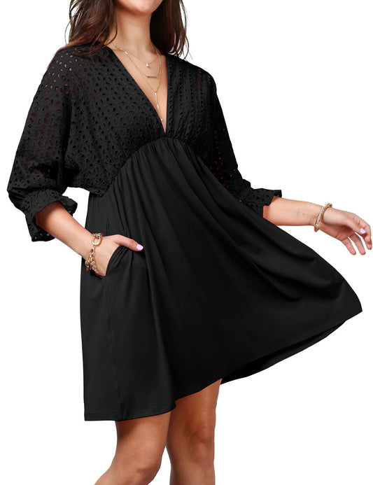 Eyelet Dress with Pockets 10370