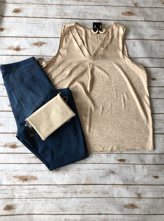 Taupe Leopard V Neck Tank