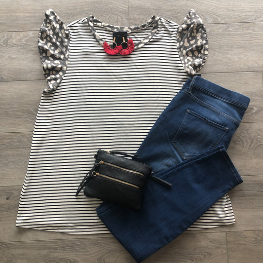 Curvy Leopard & Stripe Top